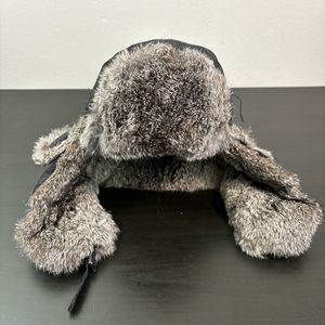 Crown Cap Winnipeg Canada Nylon Rabbit Fur Aviator Trapper Hat Size XL Flaps‎